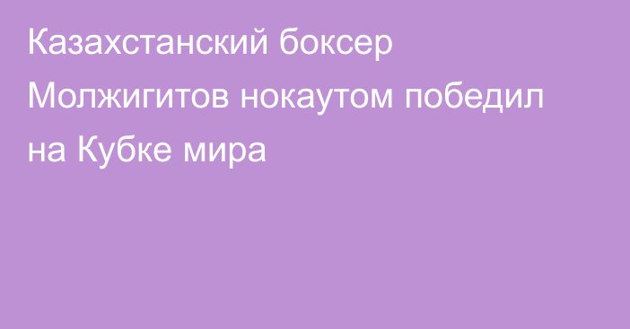 Казахстанский боксер Молжигитов нокаутом победил на Кубке мира