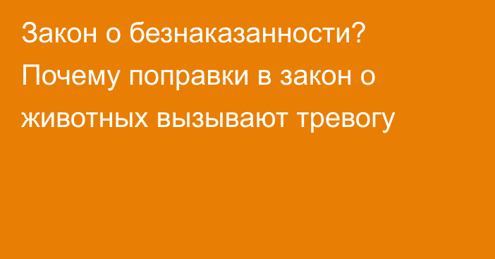 Закон о безнаказанности? Почему поправки в закон о животных вызывают тревогу