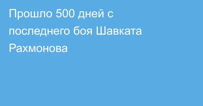 Прошло 500 дней с последнего боя Шавката Рахмонова