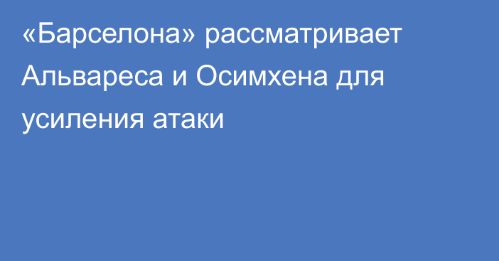 «Барселона» рассматривает Альвареса и Осимхена для усиления атаки