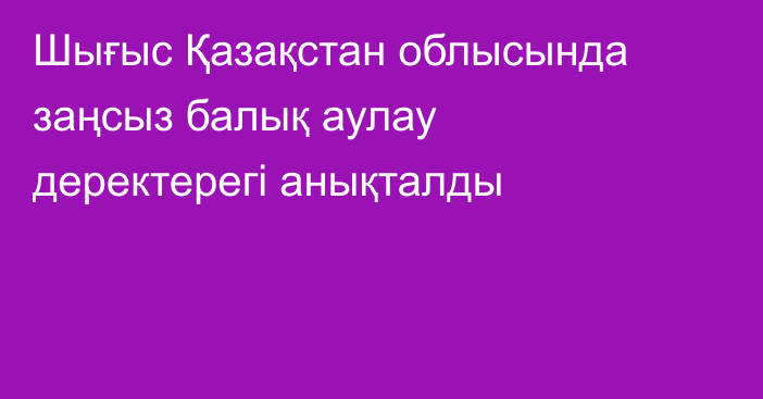 Шығыс Қазақстан облысында заңсыз балық аулау деректерегі анықталды