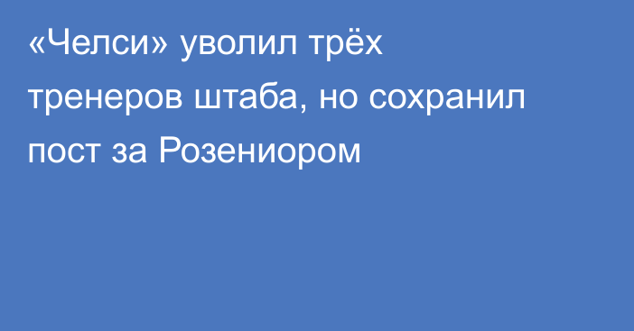 «Челси» уволил трёх тренеров штаба, но сохранил пост за Розениором