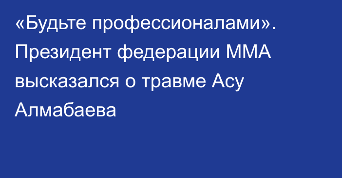 «Будьте профессионалами». Президент федерации ММА высказался о травме Асу Алмабаева