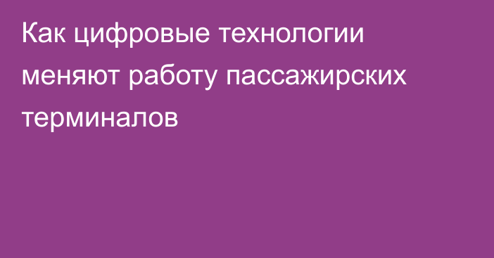Как цифровые технологии меняют работу пассажирских терминалов