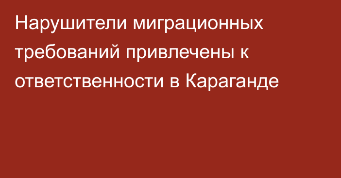 Нарушители миграционных требований привлечены к ответственности в Караганде