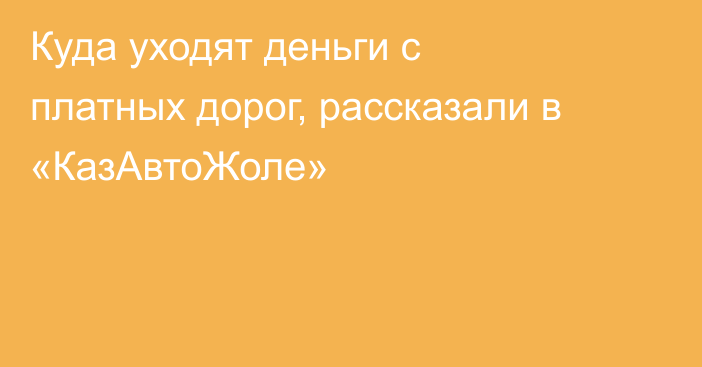 Куда уходят деньги с платных дорог, рассказали в «КазАвтоЖоле»