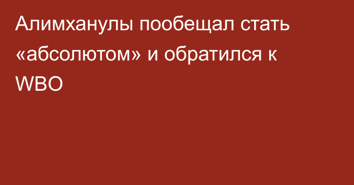 Алимханулы пообещал стать «абсолютом» и обратился к WBO