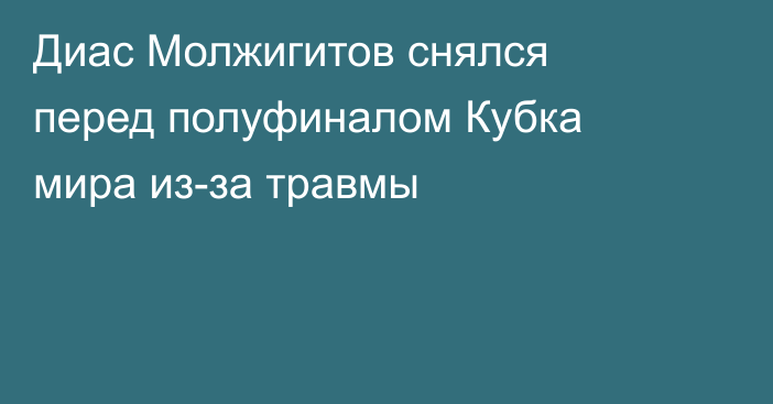 Диас Молжигитов снялся перед полуфиналом Кубка мира из-за травмы