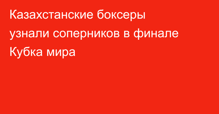 Казахстанские боксеры узнали соперников в финале Кубка мира