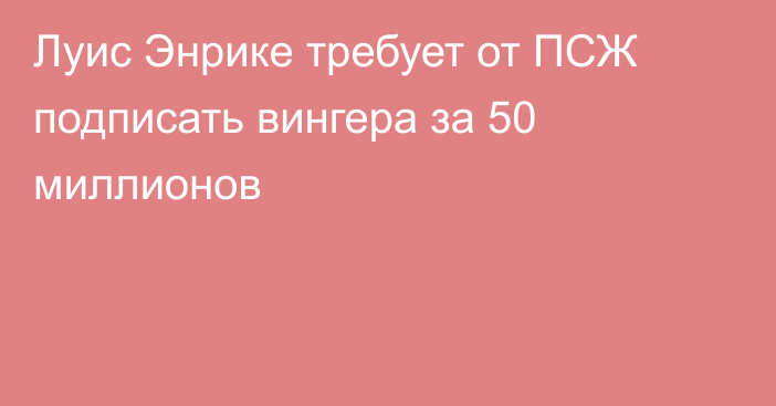 Луис Энрике требует от ПСЖ подписать вингера за 50 миллионов