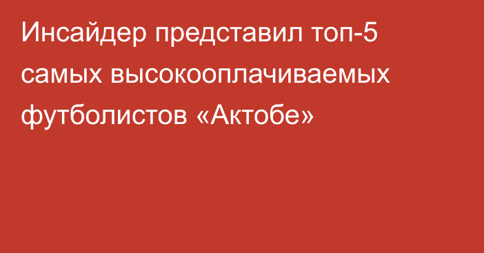 Инсайдер представил топ-5 самых высокооплачиваемых футболистов «Актобе»