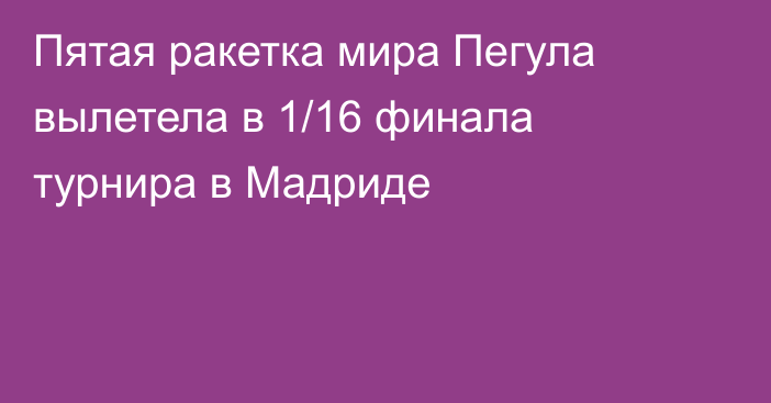 Пятая ракетка мира Пегула вылетела в 1/16 финала турнира в Мадриде