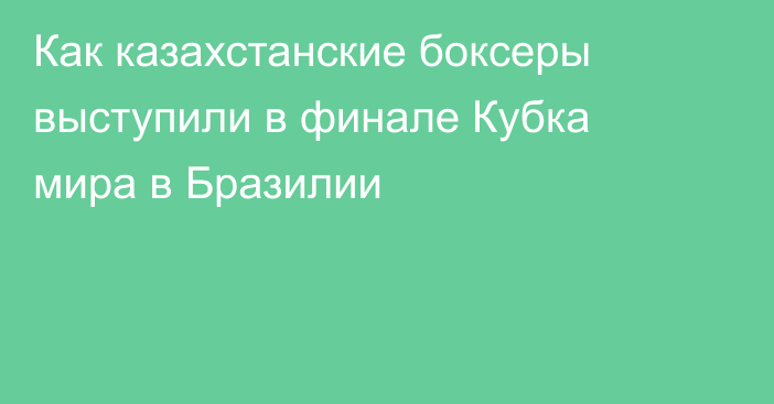 Как казахстанские боксеры выступили в финале Кубка мира в Бразилии