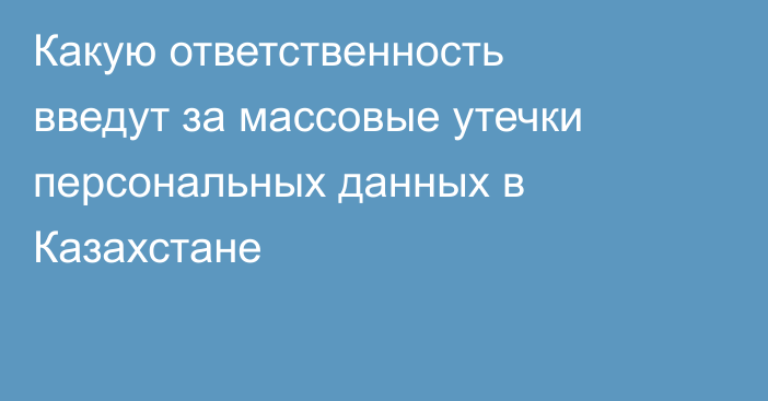 Какую ответственность введут за массовые утечки персональных данных в Казахстане