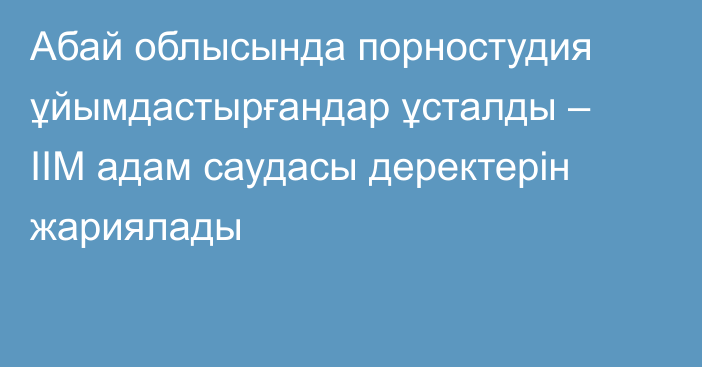 Абай облысында порностудия ұйымдастырғандар ұсталды – ІІМ адам саудасы деректерін жариялады