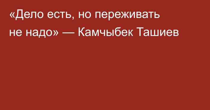  «Дело есть, но переживать не надо» — Камчыбек Ташиев