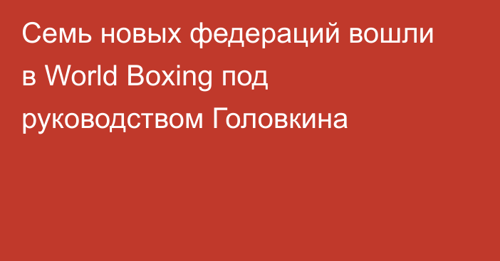 Семь новых федераций вошли в World Boxing под руководством Головкина