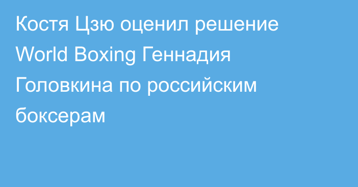 Костя Цзю оценил решение World Boxing Геннадия Головкина по российским боксерам
