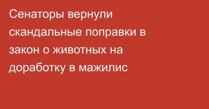 Сенаторы вернули скандальные поправки в закон о животных на доработку в мажилис