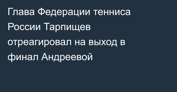 Глава Федерации тенниса России Тарпищев отреагировал на выход в финал Андреевой