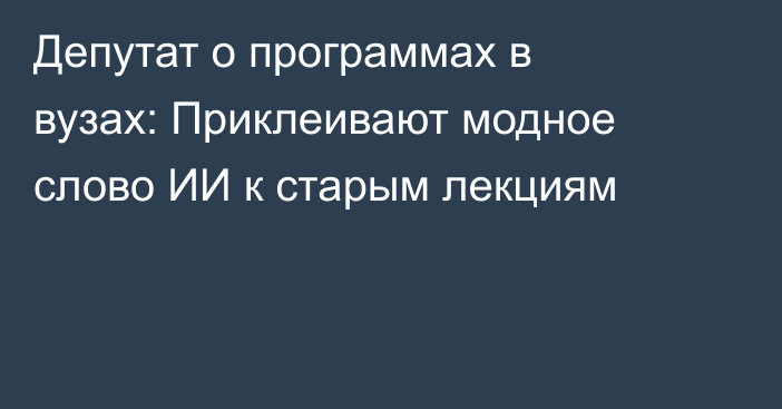 Депутат о программах в вузах: Приклеивают модное слово ИИ к старым лекциям