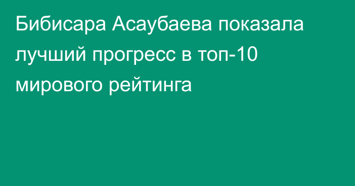 Бибисара Асаубаева показала лучший прогресс в топ-10 мирового рейтинга