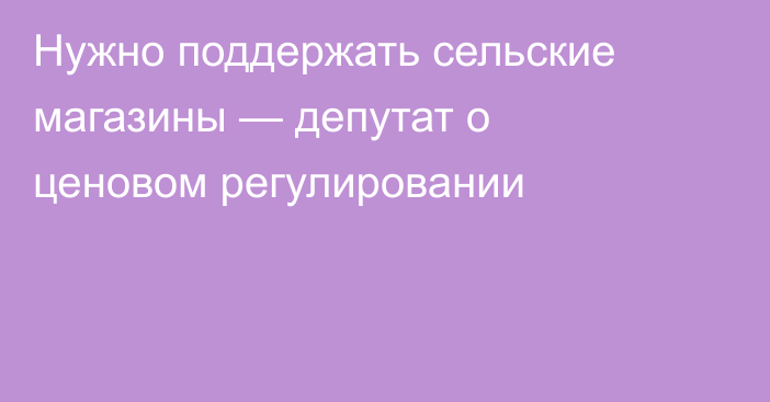 Нужно поддержать сельские магазины — депутат о ценовом регулировании