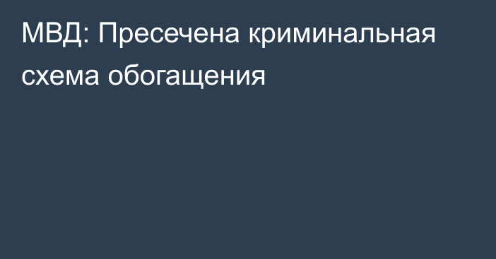 МВД: Пресечена криминальная схема обогащения