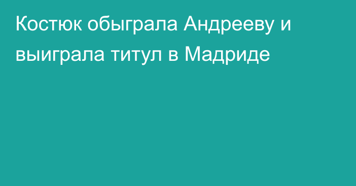 Костюк обыграла Андрееву и выиграла титул в Мадриде