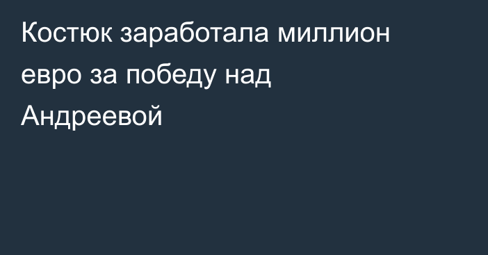 Костюк заработала миллион евро за победу над Андреевой