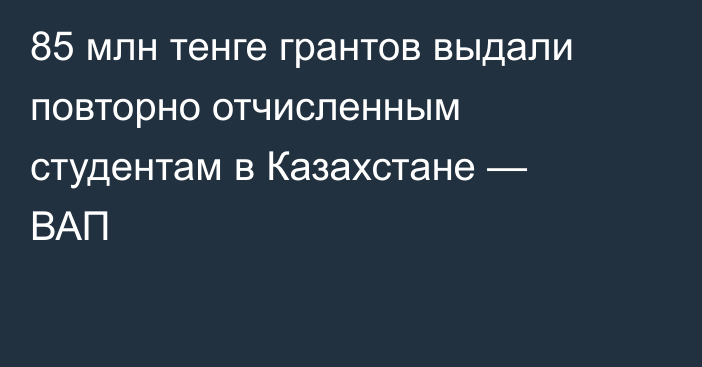 85 млн тенге грантов выдали повторно отчисленным студентам в Казахстане — ВАП