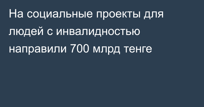 На социальные проекты для людей с инвалидностью направили 700 млрд тенге