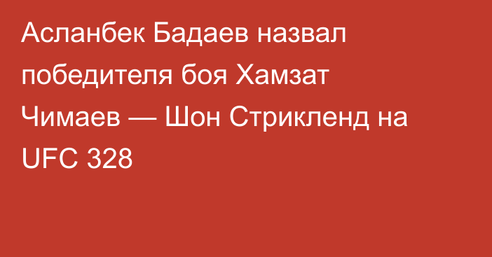 Асланбек Бадаев назвал победителя боя Хамзат Чимаев — Шон Стрикленд на UFC 328