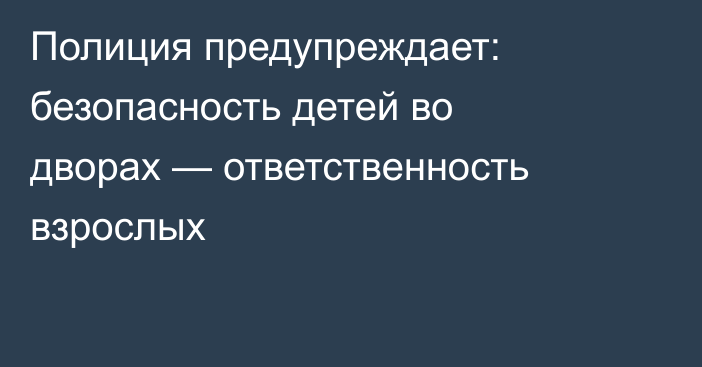 Полиция предупреждает: безопасность детей во дворах — ответственность взрослых