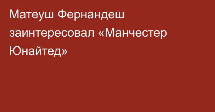 Матеуш Фернандеш заинтересовал «Манчестер Юнайтед»