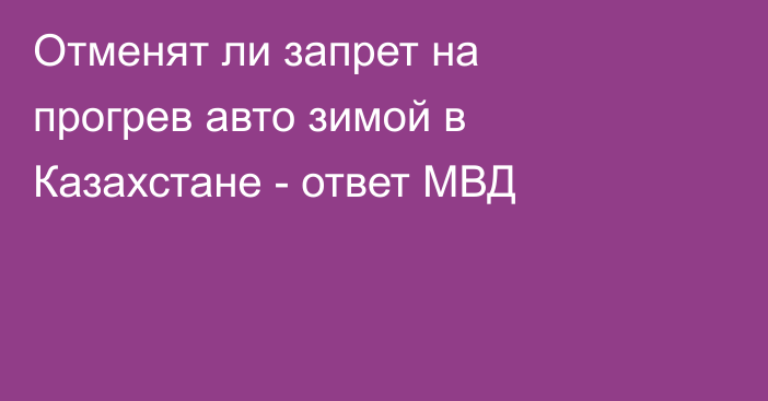Отменят ли запрет на прогрев авто зимой в Казахстане - ответ МВД