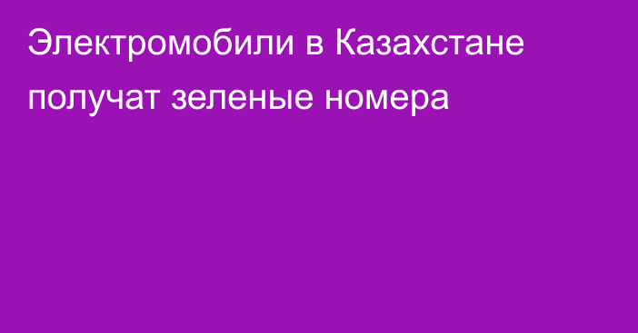 Электромобили в Казахстане получат зеленые номера