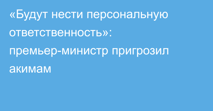 «Будут нести персональную ответственность»: премьер-министр пригрозил акимам