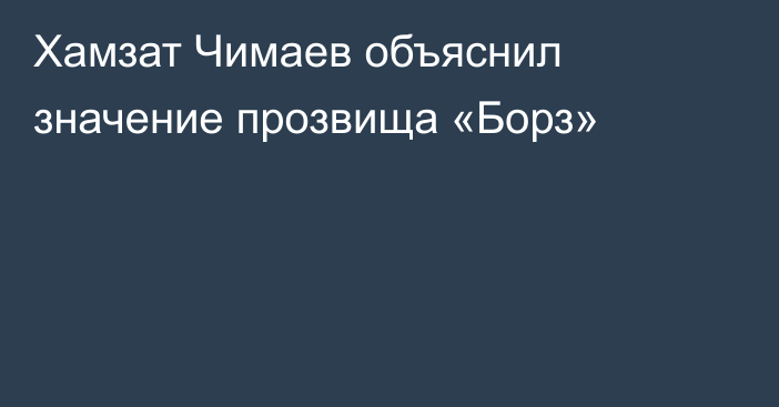 Хамзат Чимаев объяснил значение прозвища «Борз»