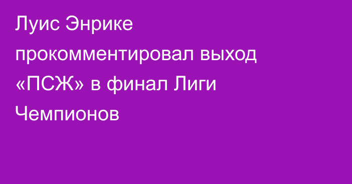 Луис Энрике прокомментировал выход «ПСЖ» в финал Лиги Чемпионов
