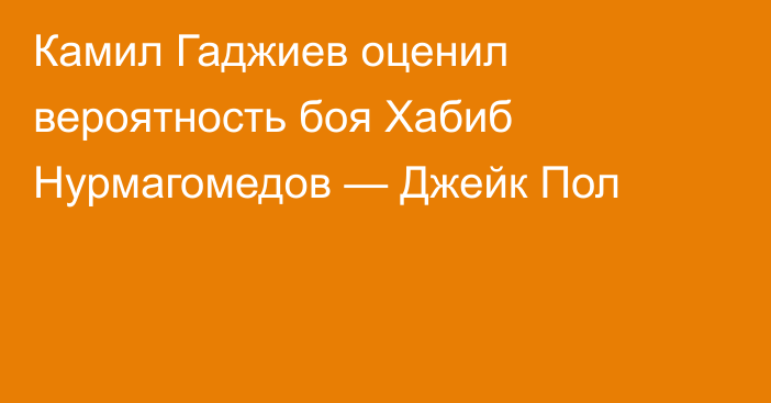 Камил Гаджиев оценил вероятность боя Хабиб Нурмагомедов — Джейк Пол