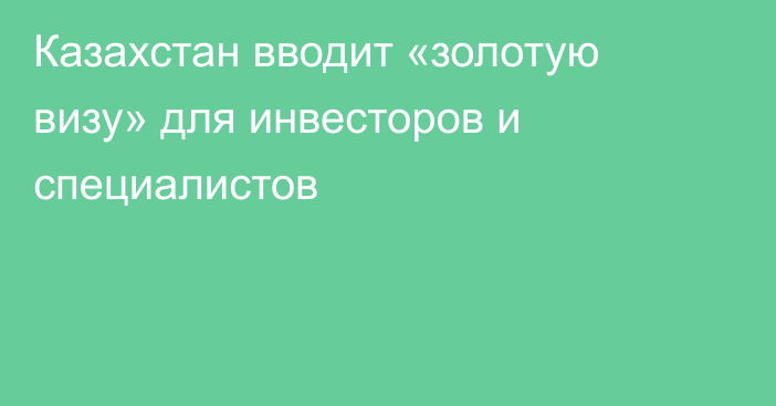 Казахстан вводит «золотую визу» для инвесторов и специалистов