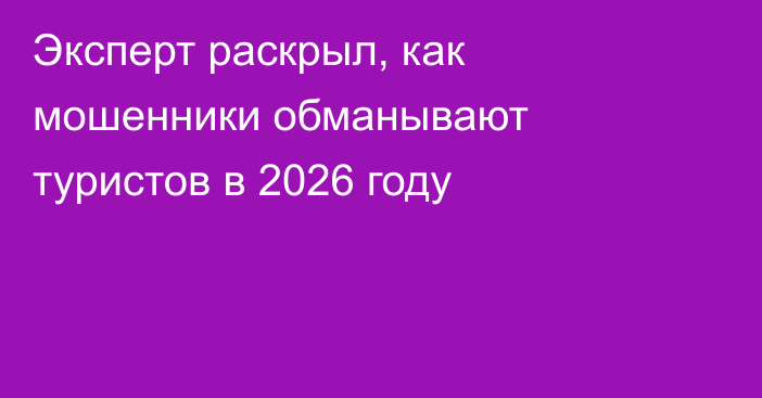Эксперт раскрыл, как мошенники обманывают туристов в 2026 году