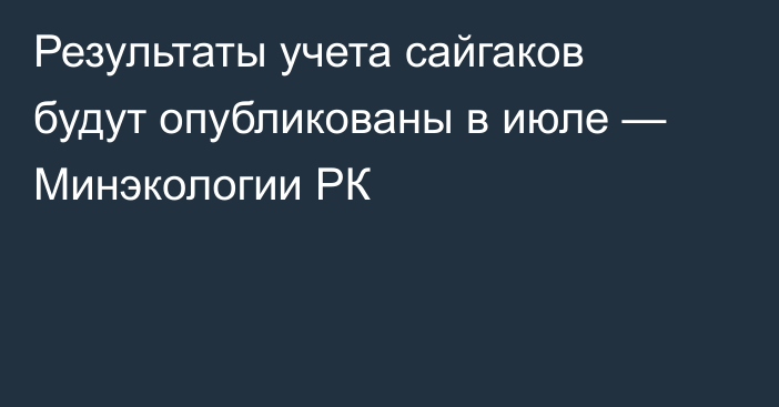Результаты учета сайгаков будут опубликованы в июле — Минэкологии РК