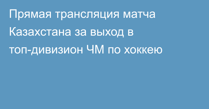 Прямая трансляция матча Казахстана за выход в топ-дивизион ЧМ по хоккею