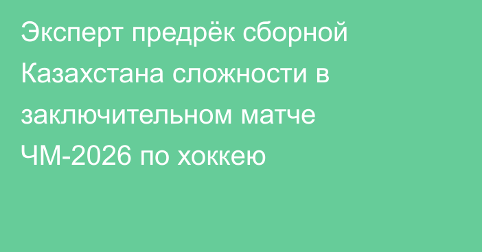 Эксперт предрёк сборной Казахстана сложности в заключительном матче ЧМ-2026 по хоккею