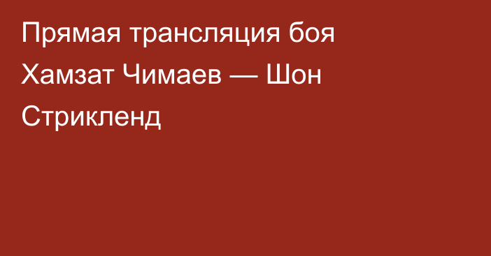 Прямая трансляция боя Хамзат Чимаев — Шон Стрикленд