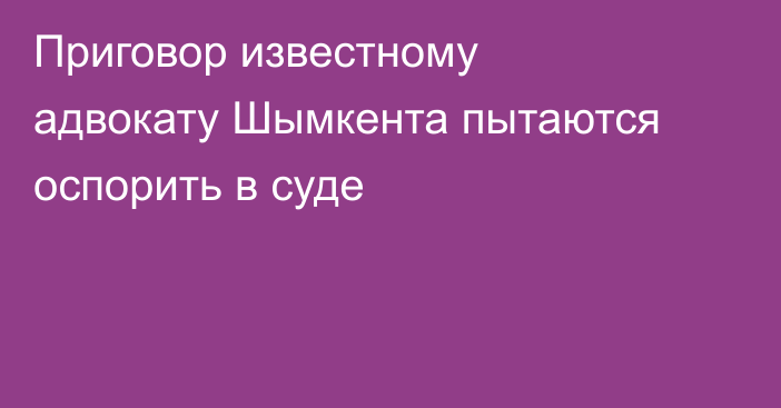 Приговор известному адвокату Шымкента пытаются оспорить в суде