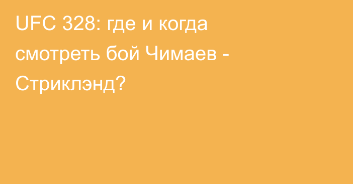 UFC 328: где и когда смотреть бой Чимаев - Стриклэнд?