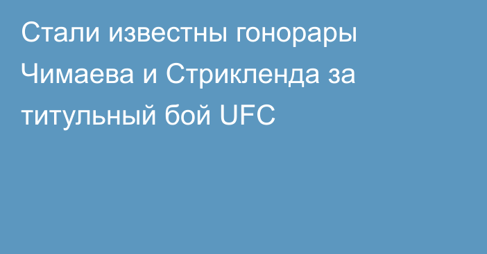 Стали известны гонорары Чимаева и Стрикленда за титульный бой UFC